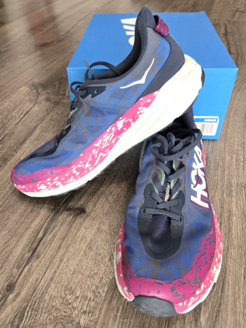 Hoka Speedgoat 6 Trail Running Shoes Size 10.5, 147791 - SMY Stormy Skies/Aqua B